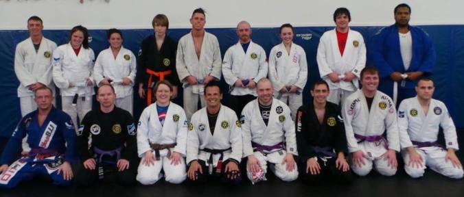 Training at Lima BJJ in one of my early travel/training ventures (Author far left, front)